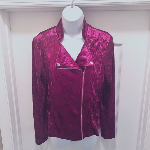 Soho Apparel LTD.-Women's Size Small-Zip Up Front Long Sleeve top/Jacket-Velvet - Picture 1 of 10